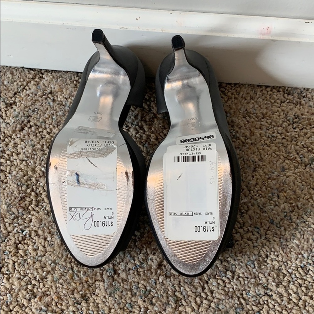 NWT gunmetal peep-toe pumps with rhinestone detail - Picture 4 of 6